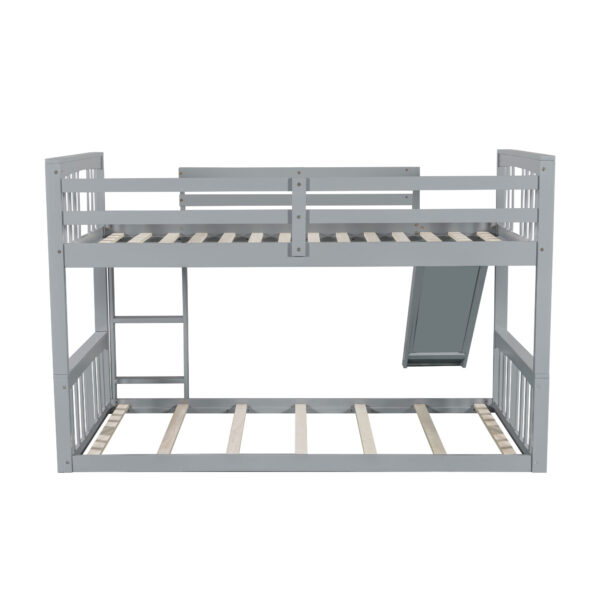 Twin Over Twin Bunk Bed with Slide and Ladder, Gray (Old SKU:LT000108AAE)