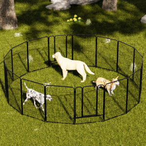 16 Panels Heavy Duty Metal Playpen with Self-Locking Gate, Extra Tall 40" Dog Fence Pet Exercise Pen for Outdoor and Indoor-Easy Setup Exercise Pen for Large Dogs