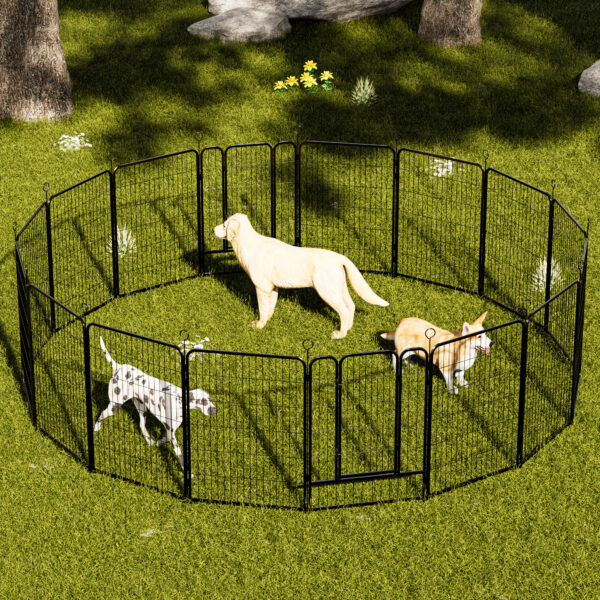 ad142fc460954481a655ad8c1a3a41f5_4a7f73967e572e04526f2620b0e1eb11 16 Panels Heavy Duty Metal Playpen with Self-Locking Gate, Extra Tall 40" Dog Fence Pet Exercise Pen for Outdoor and Indoor-Easy Setup Exercise Pen for Large Dogs