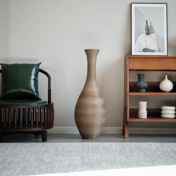 ad49f67001664050b5d71aaf01ecb589_02c0c2bcb4d0520d741f2947704ac892 39-inch Tall Artificial Rattan Floor Vase in Elegant Beige - Statement Piece for Living Room Decor, Entryway, or Hallway - Versatile Home Accent for Dried or Silk Floral Arrangements