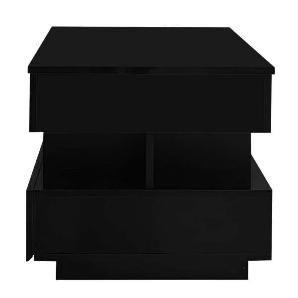 U-Can Lift-Top Coffee Table with 2 Drawers, Modern Coffee Table with Adequate Hidden Compartment, Multi-Functional Lift-Top Coffee Table with High-Gloss Finish for Living Room