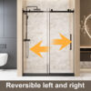 Frameless Single sliding shower door  60 "W x 76" H, 1/4 "(6 mm) Clear Tempered Glass, Explosion Proof Film, Stainless Steel Handle Square Tube Track ,Matte Black