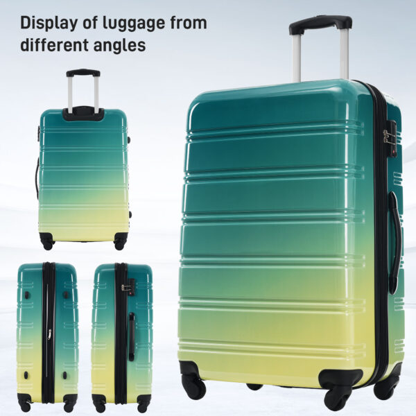 Hardshell Luggage Sets 3 Piece Gradient Color Expandable Suitcase with Spinner Wheels and TSA Lock Lightweight 20" 24" 28" Available,Green+Yellow