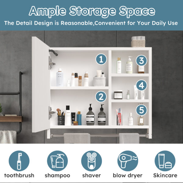 af90811dbb4743bd8627ba4692ac37cd_5d3611552a3413e77d9090a685807afa Modern 32 x 28 inches Aluminium Bathroom Cabinets, Medicine Cabinets with Mirrors and LED Lights, Bathroom Lockers with Multilevel Storage Compartments and Towel Rails