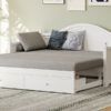 Twin Size Wood Daybed Extended Bed with Storage Drawers Wooden Sofa Bed for Living Room Guest Room, White