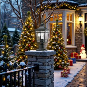 Large Outdoor Post Lights Lamp Post Light Fixture, 18.1inch Waterproof Aluminum Post Lamp with Clear Glass, Fence Post Deck Lighting for Garden, Patio, Pathway (2 pack)