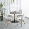 31.5"BLACK AND WALNUT Tulip Table Mid-century Dining Table for 2-4 people With Round Mdf Table Top, Pedestal Dining Table, End Table Leisure Coffee Table