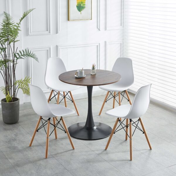 afdf44232c2048048aedbe71be8c4191_20231225_a6aa5434e24b463bee3badac605e4e88 31.5"BLACK AND WALNUT Tulip Table Mid-century Dining Table for 2-4 people With Round Mdf Table Top, Pedestal Dining Table, End Table Leisure Coffee Table
