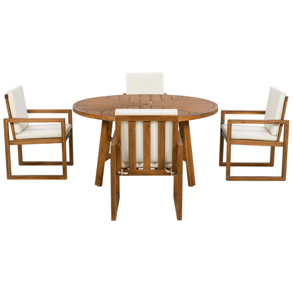 5-Piece Outdoor Patio Dining Set Acacia Wood Outdoor Dining Set Patio Furniture Set with Four  Armchairs and a Table for Garden, Balcony, Backyard, Beige