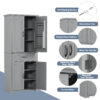 Bathroom Storage Cabinet with Doors and Drawer, Multiple Storage Space, Adjustable Shelf, Grey (Old Sku:WF308204AAE)