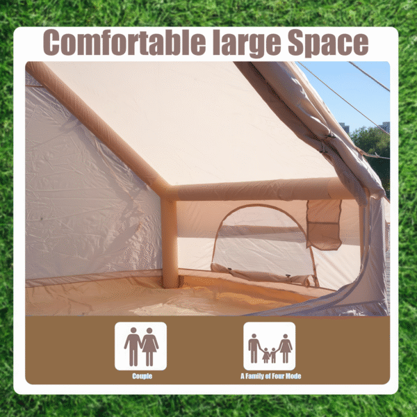 Inflatable Tent With Pump,Glamping Tents For 4-6 Person, Easy Setup 4 Season Waterproof Outdoor Tent,Waterproof Luxury Glamping Tent with 12 Mesh Window