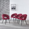 wine red  Modern chair(set of 2 ) with golden color iron tube legs,  soft cushions and comfortable backrest, suitable for dining room, living room, cafe,hairball back