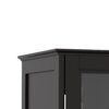 Minimalist Black Buffet Cabinet with Double Glass Doors and Drawer, Modern Wooden Storage Sideboard Cupboard for Living room, Dining Room Hallway Entryway(Black)