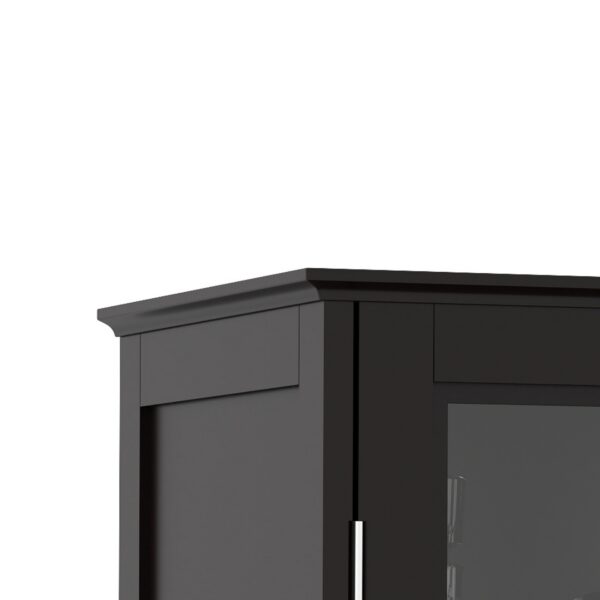 Minimalist Black Buffet Cabinet with Double Glass Doors and Drawer, Modern Wooden Storage Sideboard Cupboard for Living room, Dining Room Hallway Entryway(Black)