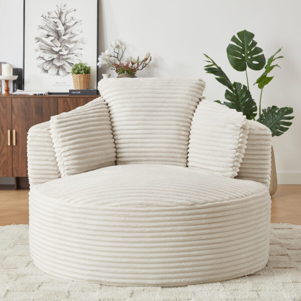 b5384d0e854240e39f2647ff49059a5a_5a4f6fc3d39fbeca89dc91b711771a17 Compressible Corduroy Round Chair with Cushioned Backrest - Modern Comfort Seating for Living Room,Office,Apartment(no swivel)