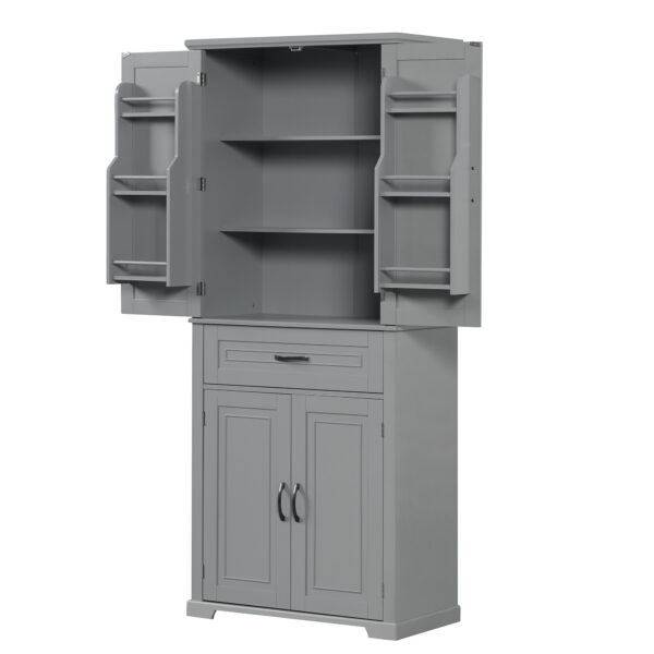 Bathroom Storage Cabinet with Doors and Drawer, Multiple Storage Space, Adjustable Shelf, Grey (Old Sku:WF308204AAE)