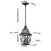 Outdoor Pendant Light Fixture, Modern Black Exterior Hanging Lantern Anti-Rust Metal Hanging Lights with Clear Glass Shade and Adjustable Chain for Porch Foyer Doorway Front Door (1 pack)