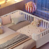 Twin Size Wood Platform Bed for Kids, Wood Low Profile Twin Bed with Rails for Girls and Boys, White (Patented Design)