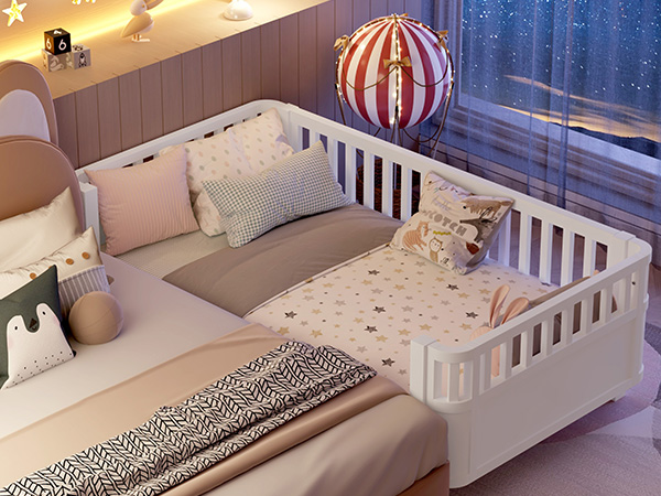 Twin Size Wood Platform Bed for Kids, Wood Low Profile Twin Bed with Rails for Girls and Boys, White (Patented Design)