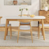 5-Piece Mid-Century Modern Dining Set - Solid Wood Frame Table + 4 Beige Upholstered Chairs(White Oak+Beige)