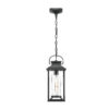 Outdoor Pendant Lights for Porch, Black Exterior Chandelier for Gazebo, Modern Outside Hanging Lanterns Outdoor Ceiling Light Fixture with Ribbed Glass for House Patio, Anti-Rust Waterproof (1 pack)