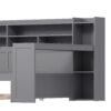 Wooden Twin Size Daybed with Storage Shelves, Multi-functional Bed with Twin Size Trundle Bed and  Study Desk, Gray