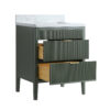 Fully Assembled 30''  Green Freestanding Single Sink Bathroom Vanity with Solid Wood Construction and Engineered Marble Top
