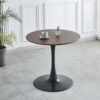 31.5"BLACK AND WALNUT Tulip Table Mid-century Dining Table for 2-4 people With Round Mdf Table Top, Pedestal Dining Table, End Table Leisure Coffee Table
