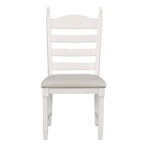 TREXM 5-Piece Retro Functional Dining Table Set Wood Round Extendable Dining Table and 4 Upholstered Dining Chairs (Off White)