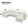130*65" Modern Modular Cloud Sofa Bed, 6 Seat Chenille Sectional Couch Set with Ottoman,Free Combination,Convertible U Shaped Sleeper Sofa for Living Room, Apartment, 3 Colors