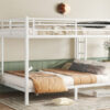 Metal Queen over Queen Bunk Bed for Teens and Adults,Space-Saving/Noise Reduced/No Box Spring Needed,White