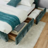 King Size Upholstered Bed ,comfortable upholstered bed frame, Chenille fabric, with headboard and solid bed frame. With drawer for storage-green(88.5''*85.5''*31'')