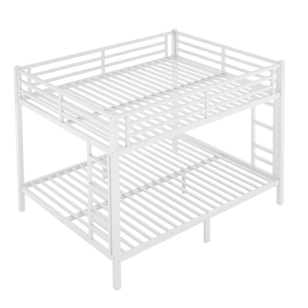 Metal Queen over Queen Bunk Bed for Teens and Adults,Space-Saving/Noise Reduced/No Box Spring Needed,White