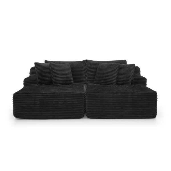 ba8215fda0554320a446d6a6675c0a41_d5b253823b50d7f38b00899782a414ca Two-seater lazy sofa lounge chair,Compressed sofa no assembly required, made of velvet fabric, fluffy modern lounge chair, used for indoor living rooms and bedrooms-Black