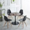 31.5"BLACK AND WALNUT Tulip Table Mid-century Dining Table for 2-4 people With Round Mdf Table Top, Pedestal Dining Table, End Table Leisure Coffee Table
