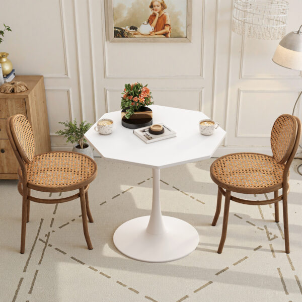 bb9a8f215c914ee09d854e093fb10951_517ef0643b55d4e748baf7802672e3a2 31.50"Modern Octagonal Coffee Table with MDF Table Top,Metal Base, for Dining Room, Kitchen, Living Room,White