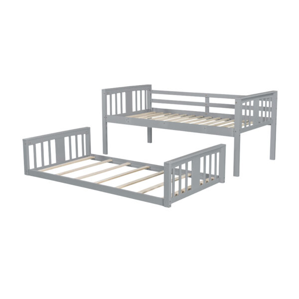 Twin Over Twin Bunk Bed with Slide and Ladder, Gray (Old SKU:LT000108AAE)