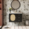 30" Bathroom Vanity with Ceramic Sink, Mid-Century Bathroom Vanity Cabinet with 2 Drawers, Bathroom Vanities Cabinet with Large Storage Space