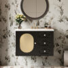 30" Bathroom Vanity with Ceramic Sink, Mid-Century Bathroom Vanity Cabinet with 2 Drawers, Bathroom Vanities Cabinet with Large Storage Space