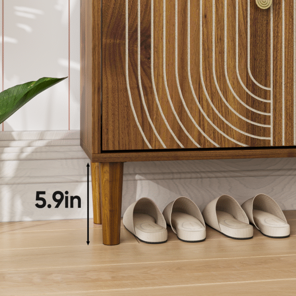 Shoe Storage Cabinet with 2 Flip Drawers,Free standing Shoe  Cabinet with Metal Handles for Entryway,Shoe Rack Cabinet with line groove design,23.6"W