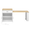 K&K 82.7 inch Kitchen Island with Extendable Dining Table for 4-6 Person,Two-tone Kitchen Table with Double-sized Storage, Power Outlet, Kitchen island with Storage 2 Drawers 2 Side Open Shelves,White