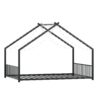 Full size children's bed frame with LED light strips, roof-shaped iron frame bed, Black,78.5" L x 55.9" W x 58.4" H.