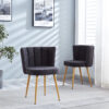 Modern GRAY dining chair(set of 2 ) with iron tube wood color legs, shorthair cushions and comfortable backrest, suitable for dining room, living room, cafe, simple structure.