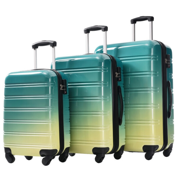 Hardshell Luggage Sets 3 Piece Gradient Color Expandable Suitcase with Spinner Wheels and TSA Lock Lightweight 20" 24" 28" Available,Green+Yellow