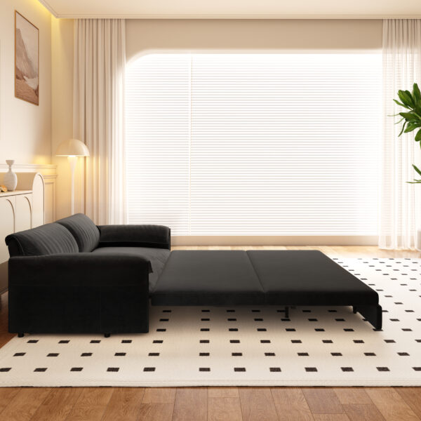 66" Queen Pull Out Sofa Bed, 3-in-1 Convertible Sleeper Sofa with Side Storage,Multi-Functional Velvet Loveseat Bed for Living Room,Bedroom,Apartment,Office.(Old Sku:W1885P154638/W1885P214784)