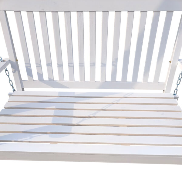 bf22d24f8d9945dba80aac1b6e91aa43_20220704_f8a7471f8f5b81fb6ac232e2f11e610e Front Porch Swing with Armrests, Wood Bench Swing with Hanging Chains,for Outdoor Patio ,Garden Yard, porch, backyard, or sunroom,Easy to Assemble,white