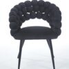 Black Modern chair(set of 2 ) with golden color iron tube legs,  soft cushions and comfortable backrest, suitable for dining room, living room, cafe,hairball back