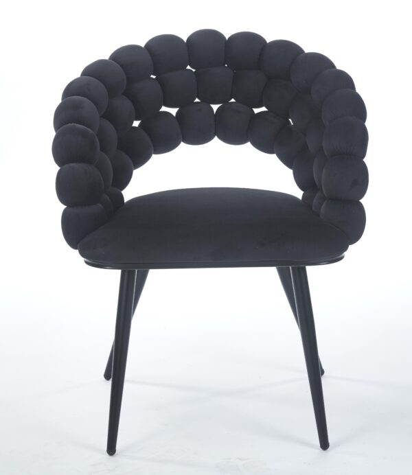 Black Modern chair(set of 2 ) with golden color iron tube legs,  soft cushions and comfortable backrest, suitable for dining room, living room, cafe,hairball back