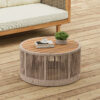 Rustic Industrial Table Set of 2,Coffee Table & Side Table with Woven Rope Design, Modern Functionality Stylish Table Set for Living Room and Home Decor-Rope Beige