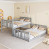 Twin Over Twin Bunk Bed with Slide and Ladder, Gray (Old SKU:LT000108AAE)